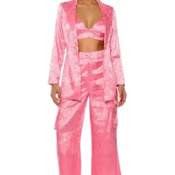 DAYDREAM SATIN FLORAL BLAZER -AZALEA WANG Shop daydream satin floral blazer pink 4 4