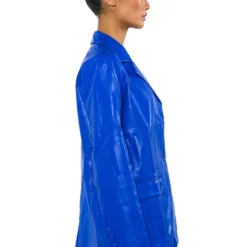 DETERMINED MIND FAUX LEATHER BLAZER -AZALEA WANG Shop determined mind faux leather blazer royal blue 10 10