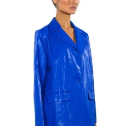 DETERMINED MIND FAUX LEATHER BLAZER -AZALEA WANG Shop determined mind faux leather blazer royal blue 6 6