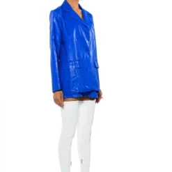 DETERMINED MIND FAUX LEATHER BLAZER -AZALEA WANG Shop determined mind faux leather blazer royal blue 8 8