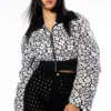 DITZY DAISY CROP PUFFER -AZALEA WANG Shop ditzy daisy crop puffer black white 1 1