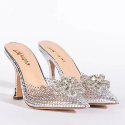 DIVINNY EMBELLISHED PUMP IN SILVER -AZALEA WANG Shop divinny embellished pump in silver silver 4 4