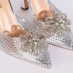 DIVINNY EMBELLISHED PUMP IN SILVER -AZALEA WANG Shop divinny embellished pump in silver silver 6 6