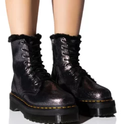 DR MARTENS JADON FUR LINED DISTRESSED METALLIC PLATFORM BOOT -AZALEA WANG Shop dr martens jadon fur lined distressed metallic platform boot metallic silver 1 1
