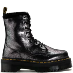 DR MARTENS JADON FUR LINED DISTRESSED METALLIC PLATFORM BOOT
