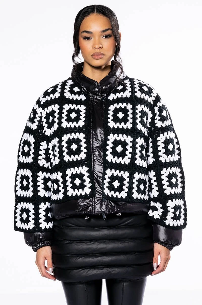 AZALEA WANG DREAMY PUFFER JACKET WITH DETACHABLE HAND CROCHET CARDIGAN 5 AZALEA WANG DREAMY PUFFER JACKET WITH DETACHABLE HAND CROCHET CARDIGAN - Image 3