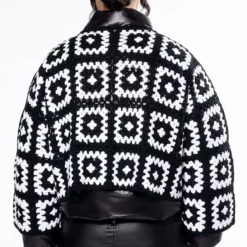 AZALEA WANG DREAMY PUFFER JACKET WITH DETACHABLE HAND CROCHET CARDIGAN 16 AZALEA WANG DREAMY PUFFER JACKET WITH DETACHABLE HAND CROCHET CARDIGAN -AZALEA WANG Shop dreamy hand knitted crochet puffer in black white black white 6 6