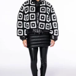 AZALEA WANG DREAMY PUFFER JACKET WITH DETACHABLE HAND CROCHET CARDIGAN 19 AZALEA WANG DREAMY PUFFER JACKET WITH DETACHABLE HAND CROCHET CARDIGAN -AZALEA WANG Shop dreamy hand knitted crochet puffer in black white black white 9 9