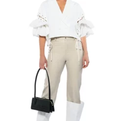 EASY DOES IT RUFFLE SLEEVE CROP BLAZER -AZALEA WANG Shop easy does it ruffle sleeve crop blazer white 4 4