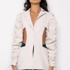 EXTREME CUT OUT SPRING SETTER BLAZER -AZALEA WANG Shop extreme cut out spring setter blazer ivory 3 3