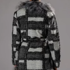 FAUX FUR WOOL MIX COAT -AZALEA WANG Shop faux fur wool mix coat charcoal grey 5 5