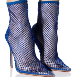 FEELIN GOOD RHINESTONE MESH BOOTIE IN BLUE