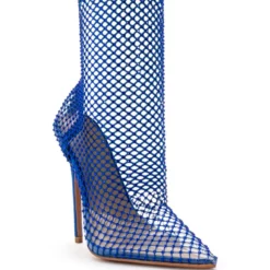 FEELIN GOOD RHINESTONE MESH BOOTIE IN BLUE -AZALEA WANG Shop feelin good rhinestone mesh bootie in blue blue 3 3