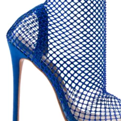 FEELIN GOOD RHINESTONE MESH BOOTIE IN BLUE -AZALEA WANG Shop feelin good rhinestone mesh bootie in blue blue 5 5