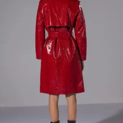FEELING EXTRA BOSSY RED CROC TRENCH -AZALEA WANG Shop feeling extra bossy red croc trench red 6 6