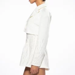 FIFTH AVE CROP RHINESTONE BLAZER -AZALEA WANG Shop fifth ave crop rhinestone blazer white 5 5