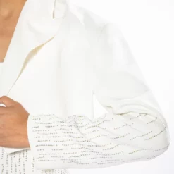 FIFTH AVE CROP RHINESTONE BLAZER -AZALEA WANG Shop fifth ave crop rhinestone blazer white 7 7