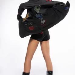 FLASHING LIGHTS RHINESTONE EMBELLISHED BLAZER -AZALEA WANG Shop flashing lights embellished blazer black multi 3 3