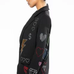 FLASHING LIGHTS RHINESTONE EMBELLISHED BLAZER -AZALEA WANG Shop flashing lights embellished blazer black multi 6 6