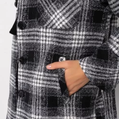 FRONT TIE WRAP PLAID JACKET -AZALEA WANG Shop front tie wrap plaid jacket black multi 7 7