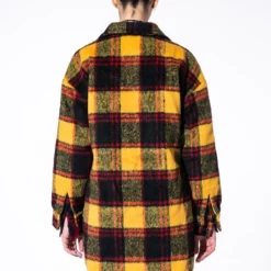 FUZZY PLAID LONG SHACKET WITH QUILTED LINING -AZALEA WANG Shop fuzzy plaid long shacket with quilted lining yellow multi 6 6