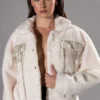 GIGI TEDDY SHACKET WITH RHINESTONES -AZALEA WANG Shop gigi teddy shacket with rhinestones white 1 1