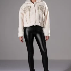 GIGI TEDDY SHACKET WITH RHINESTONES 11 GIGI TEDDY SHACKET WITH RHINESTONES -AZALEA WANG Shop gigi teddy shacket with rhinestones white 3 3