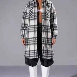 AZALEA WANG Shop 27 GLORY DAYS PLAID LONG SHACKET WITH QUILTED LINING