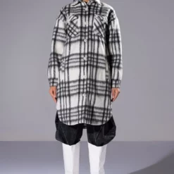 AZALEA WANG Shop -AZALEA WANG Shop glory days plaid long shacket with quilted lining black white 2 2