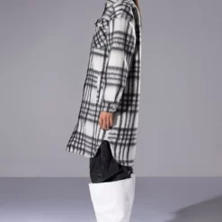 GLORY DAYS PLAID LONG SHACKET WITH QUILTED LINING -AZALEA WANG Shop glory days plaid long shacket with quilted lining black white 3 3