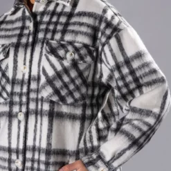 GLORY DAYS PLAID LONG SHACKET WITH QUILTED LINING -AZALEA WANG Shop glory days plaid long shacket with quilted lining black white 5 5