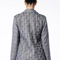 GOT ME IN LOVE WEAVE PLAID BLAZER -AZALEA WANG Shop got me in love weave plaid blazer grey 7 7
