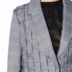 GOT ME IN LOVE WEAVE PLAID BLAZER -AZALEA WANG Shop got me in love weave plaid blazer grey 8 8