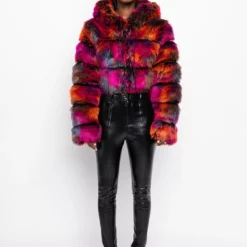 GRACELLE MULTI FAUX FUR JACKET -AZALEA WANG Shop gracelle multi faux fur jacket multi 10 10 c1