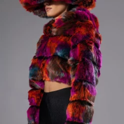 GRACELLE MULTI FAUX FUR JACKET -AZALEA WANG Shop gracelle multi faux fur jacket multi 2 2 c1 c1 c1