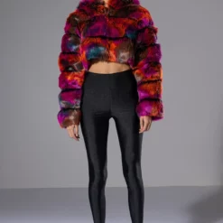 GRACELLE MULTI FAUX FUR JACKET -AZALEA WANG Shop gracelle multi faux fur jacket multi 3 3 c1 c1