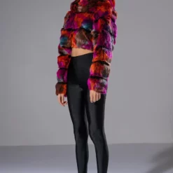 GRACELLE MULTI FAUX FUR JACKET -AZALEA WANG Shop gracelle multi faux fur jacket multi 4 4 c1 c1