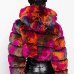 GRACELLE MULTI FAUX FUR JACKET -AZALEA WANG Shop gracelle multi faux fur jacket multi 7 7 c1