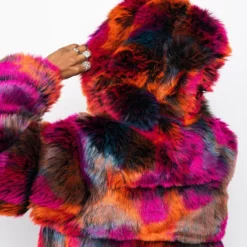 GRACELLE MULTI FAUX FUR JACKET -AZALEA WANG Shop gracelle multi faux fur jacket multi 8 8 c1