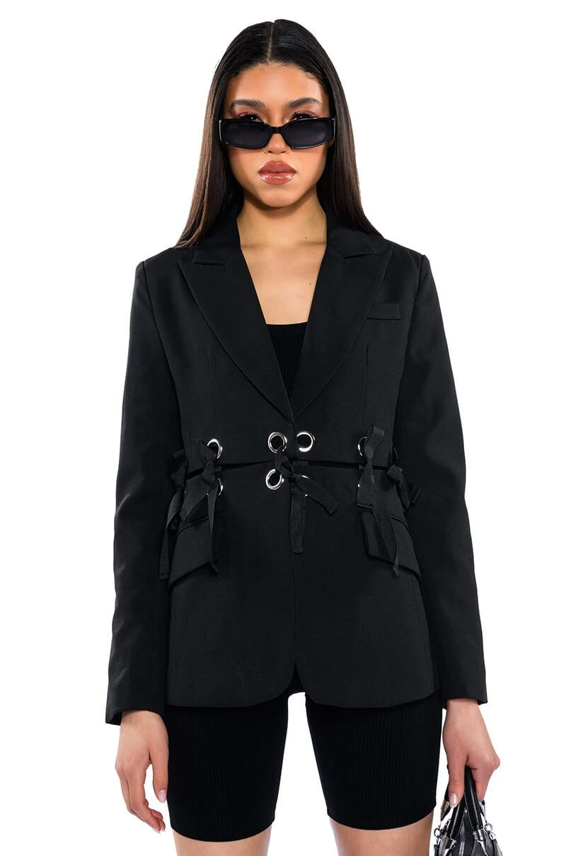 GROMMET AND RIBBON BASIC BLAZER 3 GROMMET AND RIBBON BASIC BLAZER