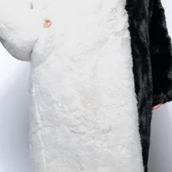 HALF HALF BDUBS FAUX FUR COAT -AZALEA WANG Shop half half bdubs faux fur coat black white 12 12