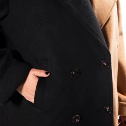 HALF N HALF WOOL LIKE TRENCH -AZALEA WANG Shop half n half wool like trench black brown 10 10