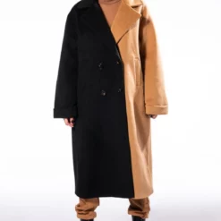 HALF N HALF WOOL LIKE TRENCH -AZALEA WANG Shop half n half wool like trench black brown 6 6