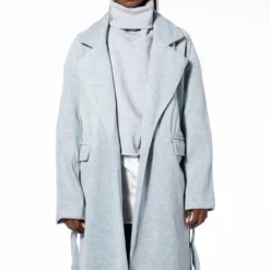 HAPPY HOUR WOOL LIKE TRENCH COAT IN HEATHER GREY -AZALEA WANG Shop happy hour wool like trench coat in heather grey heather grey 4 4