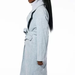 HAPPY HOUR WOOL LIKE TRENCH COAT IN HEATHER GREY -AZALEA WANG Shop happy hour wool like trench coat in heather grey heather grey 6 6