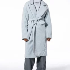 HAPPY HOUR WOOL LIKE TRENCH COAT IN HEATHER GREY -AZALEA WANG Shop happy hour wool like trench coat in heather grey heather grey 9 9