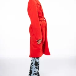 HAPPY HOUR WOOL LIKE TRENCH COAT IN RED -AZALEA WANG Shop happy hour wool like trench coat in red red 4 4