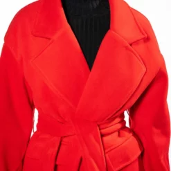 HAPPY HOUR WOOL LIKE TRENCH COAT IN RED -AZALEA WANG Shop happy hour wool like trench coat in red red 6 6