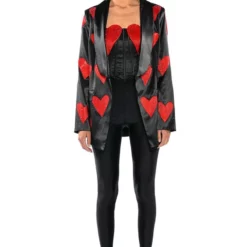 RHINESTONE HEART ON FOR YOU SATIN BLAZER -AZALEA WANG Shop heart on for you blazer black multi 5 5