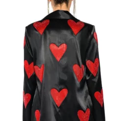 RHINESTONE HEART ON FOR YOU SATIN BLAZER -AZALEA WANG Shop heart on for you blazer black multi 7 7